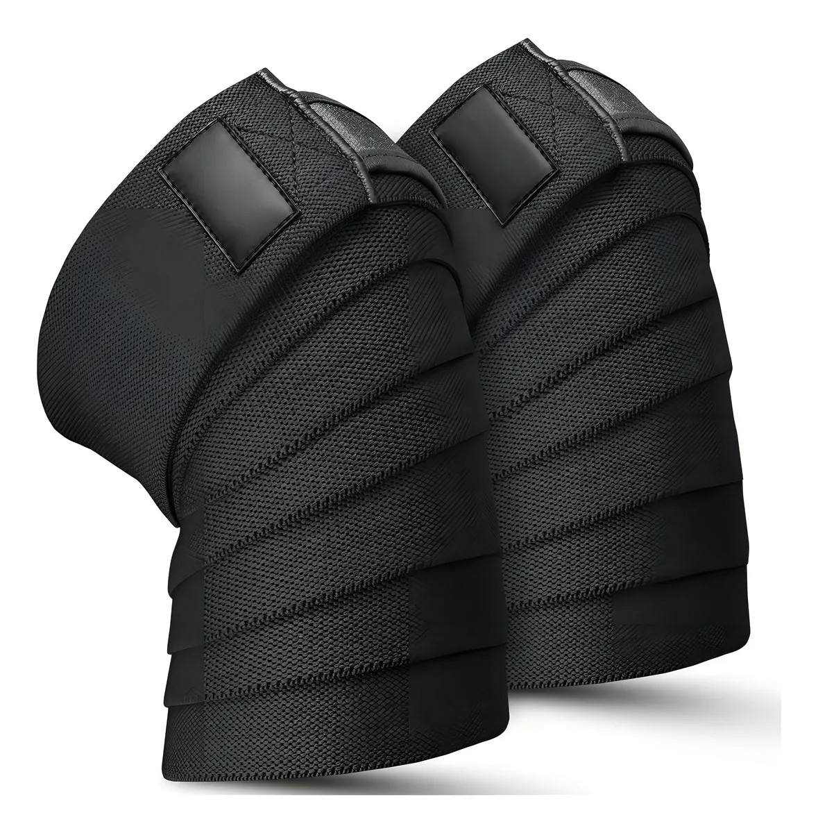 1 Par Vendas Elasticas Para Las Rodillas Vendas Elasticas Rodilleras Knee Wraps Elastica Rodilleras Gym 2m Negro Hoovoo