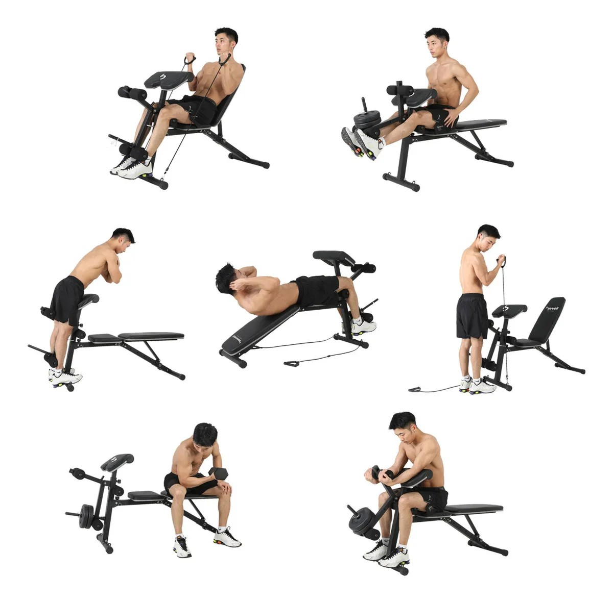 Banco Multiposiciones Ajustable Gym Brazo Y Pierna Bywell