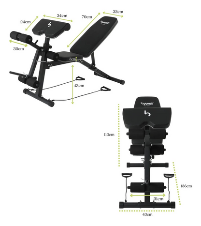 Banco Multiposiciones Ajustable Gym Brazo Y Pierna Bywell