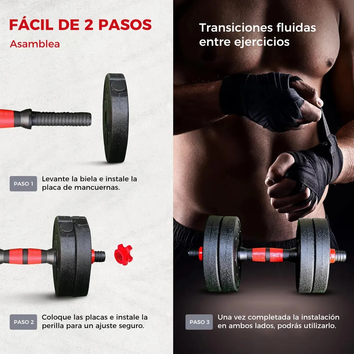 Juego De Ejercicios Con Mancuernas Ajustable 20 Kg Color Negro