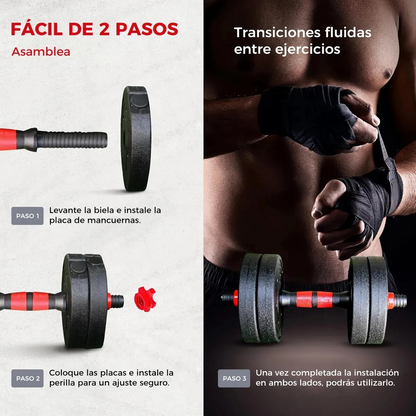 Juego De Ejercicios Con Mancuernas Ajustable 20 Kg Color Negro