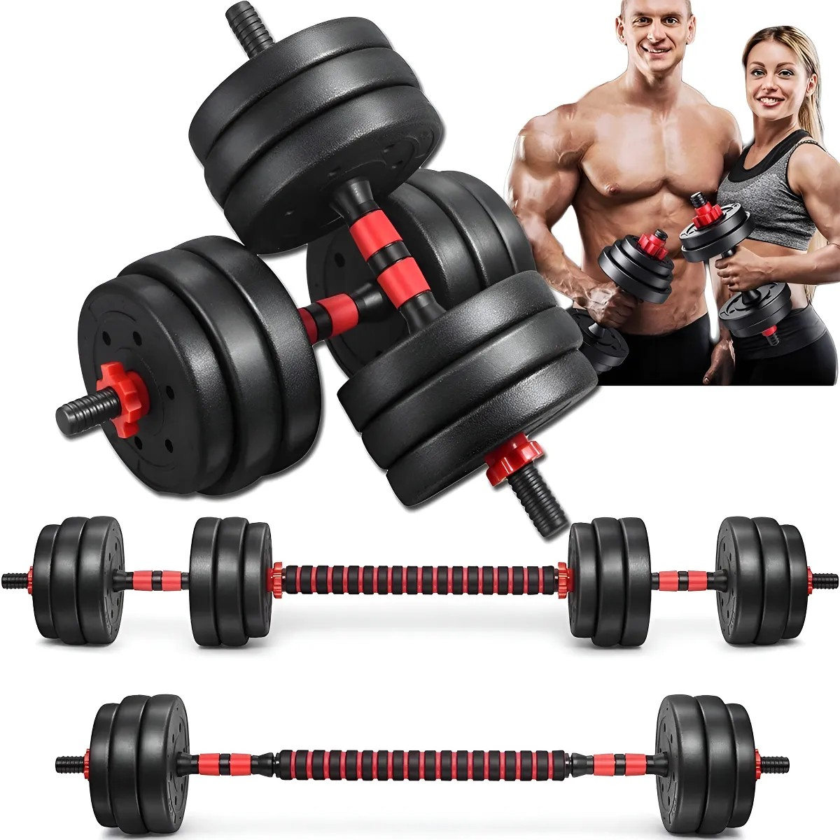 Juego De Ejercicios Con Mancuernas Ajustable 20 Kg Color Negro