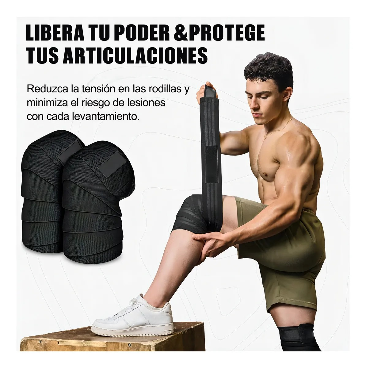 1 Par Vendas Elasticas Para Las Rodillas Vendas Elasticas Rodilleras Knee Wraps Elastica Rodilleras Gym 2m Negro Hoovoo
