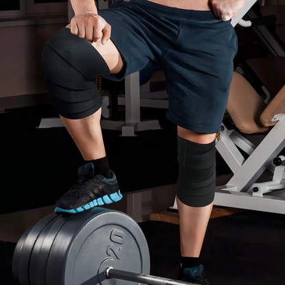 1 Par Vendas Elasticas Para Las Rodillas Vendas Elasticas Rodilleras Knee Wraps Elastica Rodilleras Gym 2m Negro Hoovoo