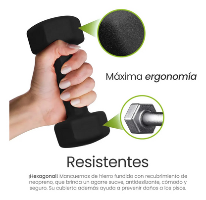 Kit De 6 Mancuernas Pesas Para Ejercicio 3 5 Y 8 Lb Con Base Color Negro
